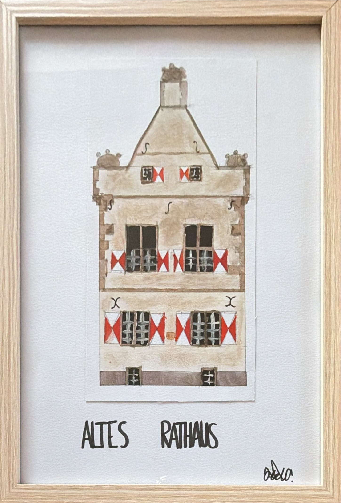 Das alte Rathaus in Sch�ppingen gemalt von Ole Wildenhaus